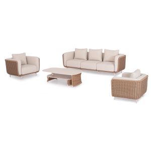 Garden set of 4 pieces Nexus Sm6179 aluminum - twisted rattan - sintered stone