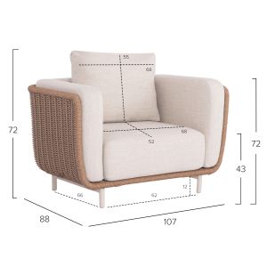 Garden set of 4 pieces Nexus Sm6179 aluminum - twisted rattan - sintered stone