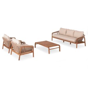 4-piece garden set Oasis Biege Sm6224 solid acacia wood and aluminum with beige upholstery