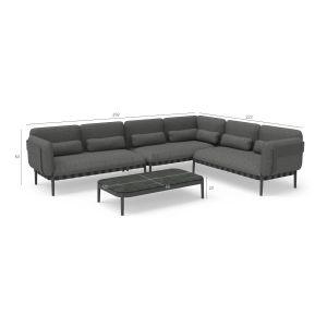 Garden set of 4 pieces Pegasus Sm6199.01 dark gray aluminum-perioolefin fabric