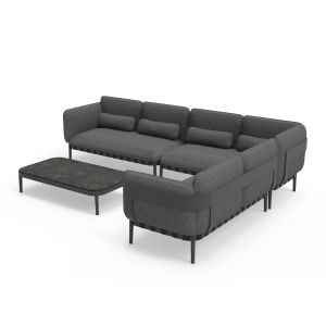 Garden set of 4 pieces Pegasus Sm6199.01 dark gray aluminum-perioolefin fabric