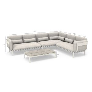 4-piece garden set Pegasus Sm6199.02 creamy white aluminum - beige perforum and olefin fabric