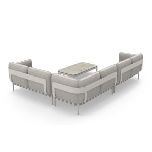 4-piece garden set Pegasus Sm6199.02 creamy white aluminum - beige perforum and olefin fabric