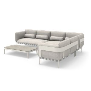 4-piece garden set Pegasus Sm6199.02 creamy white aluminum - beige perforum and olefin fabric