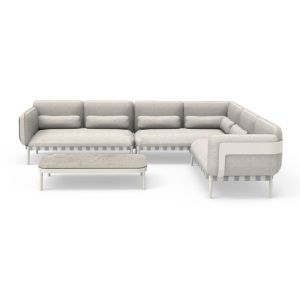 4-piece garden set Pegasus Sm6199.02 creamy white aluminum - beige perforum and olefin fabric