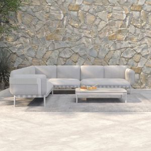 4-piece garden set Pegasus Sm6199.02 creamy white aluminum - beige perforum and olefin fabric