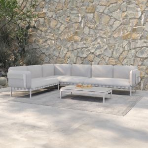 4-piece garden set Pegasus Sm6199.02 creamy white aluminum - beige perforum and olefin fabric