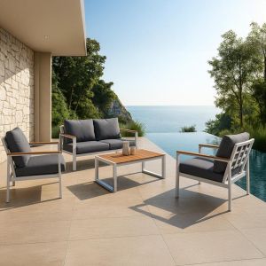 Garden set of 4 pieces &amp;amp;amp;quot;domenico&amp;amp;amp;quot; white color 145x81x84cm