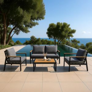 Garden set of 4 pieces &amp;amp;amp;quot;domenico&amp;amp;amp;quot; black 145x81x84cm