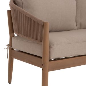 Garden set of 4 pieceskanu Hm6416 acacia wood-metal frame-rope - beige