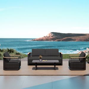 Garden set of 4 pieces Eternity Sm6173 aluminum with anthracite gray sintered stone top