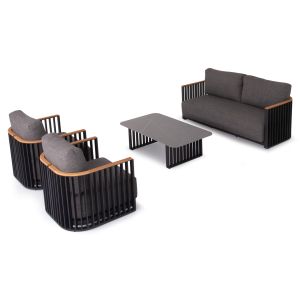 Garden set of 4 pieces Eternity Sm6173 aluminum with anthracite gray sintered stone top