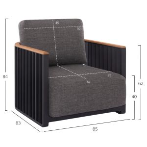 Garden set of 4 pieces Eternity Sm6173 aluminum with anthracite gray sintered stone top