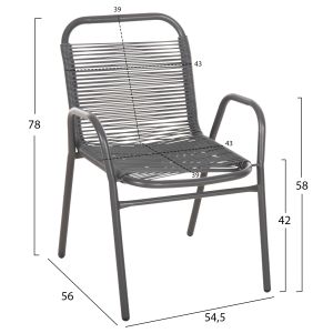 Garden set of 5 pieces Avril Hm21221 metal chairs and table 110x60 gray