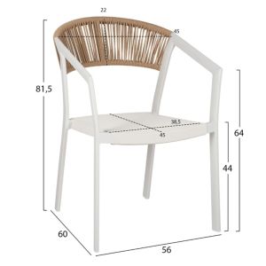 Garden set of 5 pieces Krum Hm21162 white aluminum-peratan-textile
