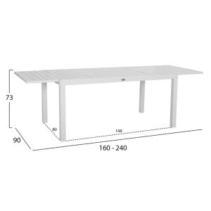 Garden set of 5 pieces Krum Hm21162 white aluminum-peratan-textile