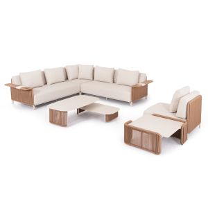 Garden set of 6 pieces Aurora Sm6170 ivory ivory aluminum-beige platinum-gray sintered stone