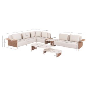 Garden set of 6 pieces Aurora Sm6170 ivory ivory aluminum-beige platinum-gray sintered stone