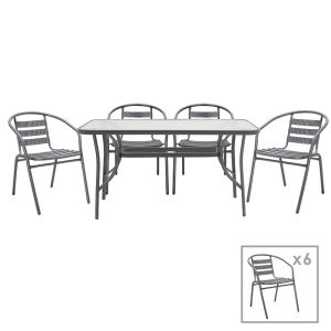 Garden set of 7 pieces Ensure-tade metal table with glass top with 4 chairs 140x80x70cm