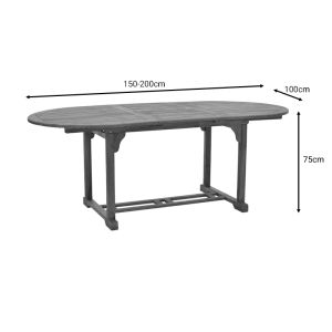 Garden set of table with 6 folding chairs Bistrual-sopho made of solid acacia 200/150x100x75cm