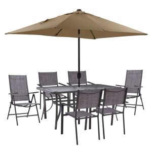 Garden set with umbrella gray Hm11483