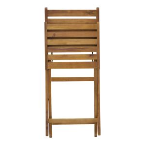 Garden set folding table with 2 folding chairs made of solid acacia wood Fatel-carpuva D70x74cm