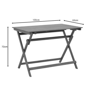 Garden set folding table with 4 folding chairs made of solid acacia Elijie-jaybo 100x65x72cm