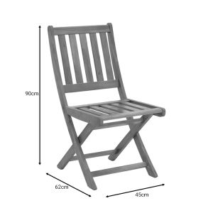 Garden set folding table with 4 folding chairs made of solid acacia Elijie-lazio 50x50x70cm