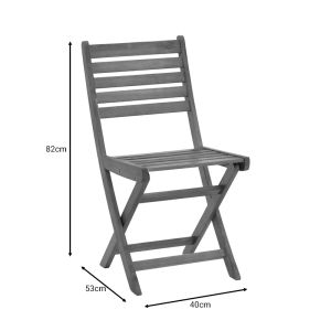 Garden set folding table with 4 folding chairs made of solid acacia wood Fatel-jaybo 100x65x72cm