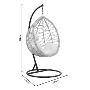 Garden swing-chair Hudson artificial rattan white cushion 109x119x195cm