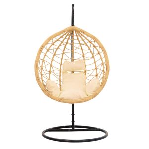 Garden swing-chair Hudson artificial rattan white cushion 109x119x195cm