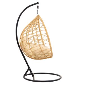 Garden swing-chair Hudson artificial rattan white cushion 109x119x195cm
