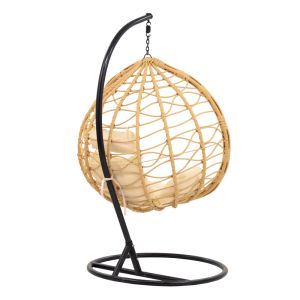 Garden swing-chair Hudson artificial rattan white cushion 109x119x195cm