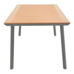 Garden table Griffith black aluminum and natural plywood 160x80x74cm