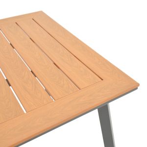 Garden table Griffith black aluminum and natural plywood 160x80x74cm
