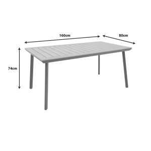 Garden table Griffith black aluminum and natural plywood 160x80x74cm