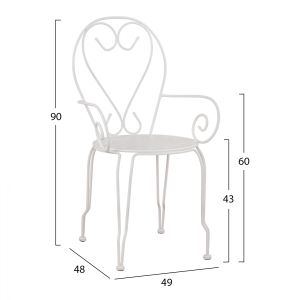 Garden metal chair Amore white Hm5008,12 49x48x90cm