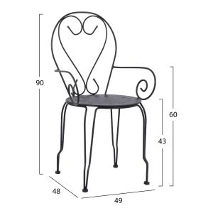 Garden metal chair Amore black color Hm5008,11 49x48x90cm