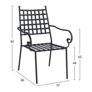 Garden metal chair Hm5171,11 black color 57x60x92cm