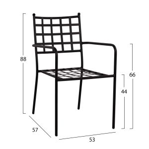 Garden metal chair Hm5508 black color 46x58x88cm