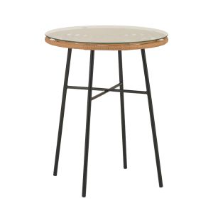 Felicia-gaus garden set 3 pieces - table and 2 chairs synthetic Pe rattan - black metal 60x74cm