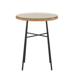 Felicia-gaus garden set 3 pieces - table and 2 chairs synthetic Pe rattan - black metal 60x74cm