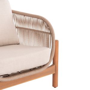 Garden set Sanji Hm21214 coffee table and 2 chairs - acacia wood - aluminum frame - rope