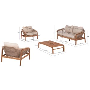 Garden set sofa and armchairs 4tmx Oasis Sm21215 acacia wood-aluminum-rope