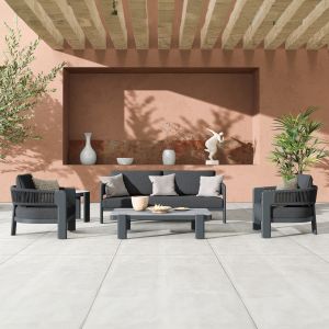 Garden set of 4 pieces Baron Sm6478.01 dark gray aluminum-rope-olefin