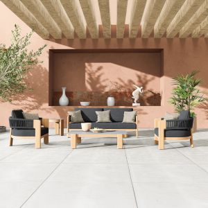 Garden set of 4 pieces Baron Sm6478.10 heat-transfer aluminum - dark gray rope and olefin