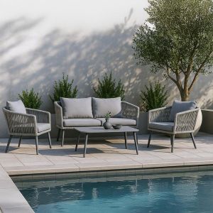 Garden set of 4 pieces Casablanca gray color 155x72x68cm