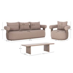 Garden set of 4 pieces Deccard Sm21350.01 beige aluminum cushions
