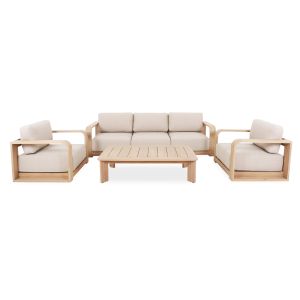 Garden set of 4 pieces Louisse Sm6448 acacia wood cushions - beige
