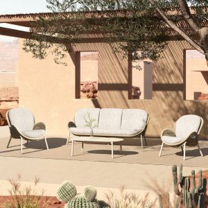 Garden set of 4 pieces Riven Sm6394.01 ivory color, aluminum fabric, rope, beige
